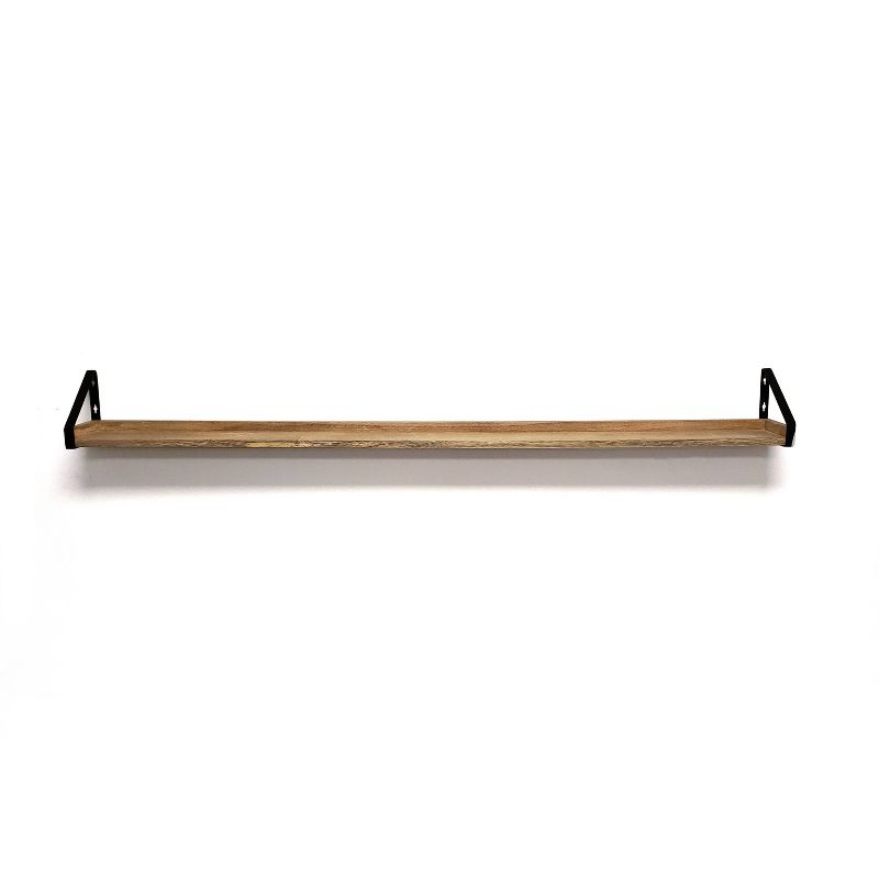 60&#34; Solid Wood Ledge Wall Shelf with Rustic Metal Bracket - InPlace, 1 of 5