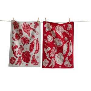 Tag Canyon Print Veggies Red Dishtowel Set - Kitchen Textiles, Machine Washable, 26" x 18" - Perfect for Everyday Use! - 1 of 1