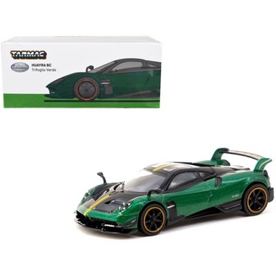 Pagani Huayra BC Trifoglio Verde Green Metallic and Black w/Yellow Stripes "Global64" Series 1/64 Diecast Model by Tarmac Works