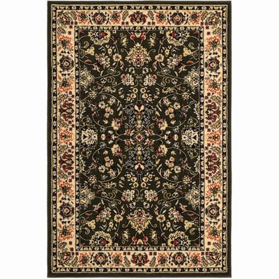 Olive and Ivory Rectangular Synthetic 4' x 6' Area Rug