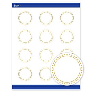 Avery® Cards, 2" Diameter, Gold Border w/ Gold Dots, 120ct - 1 of 4