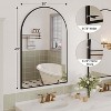 Arched Bathroom Mirror, Wall Mounted Vanity Metal Frame Mirror, Modern Wrap Around Hanging Mirror, Rust Resistant, Tempered Glass - 2 of 4