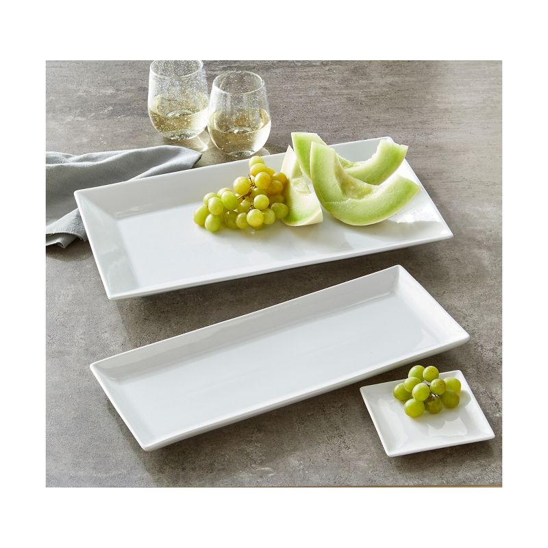 tagltd Whiteware Rectangular Porcelain Dinnerware Serving Tray Platter, 18.0L x 10.5W x 1.5H inches, Dishwasher Safe, 3 of 4