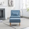 Corduroy Accent Chair with Ottoman, Single Sofa with Walnut Wooden Leg for Living Room, BedRoom, Office - Maison Boucle - 3 of 4
