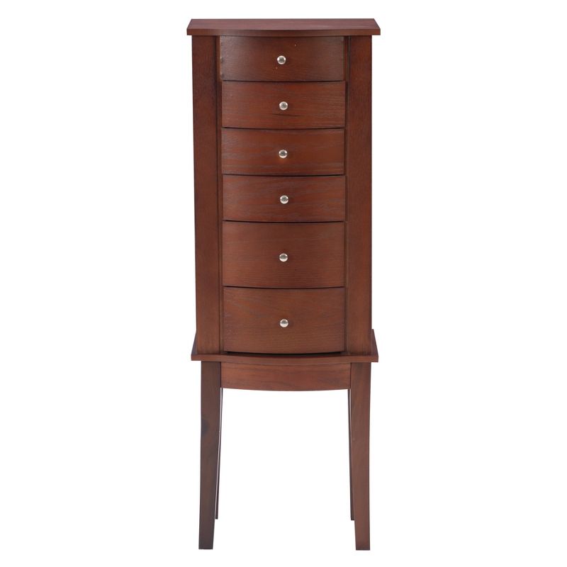 Francesca Traditional Wood 6 Lined Drawer Jewelry Armoire Merlot Brown - Powell, 5 of 17