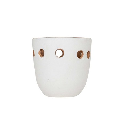 Round Cutout Planter White Terracotta by Foreside Home & Garden