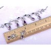 Anna-Kaci Women's Floral Statement Necklace and Earring Set with Purple Crystal Accents, Silver Tone, Adjustable Chain, Elegant Design - Abstract - 3 of 4