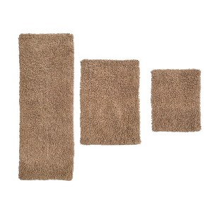 Fantasia Bath Rug Collection Cotton Shaggy Pattern Tufted Set of 3 Bath Rug Set - Home Weavers - 1 of 3