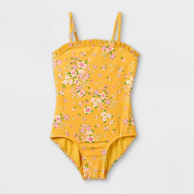 Girls' Ditsy Print One Piece Swimsuit - Cat & Jack™ Yellow M Plus