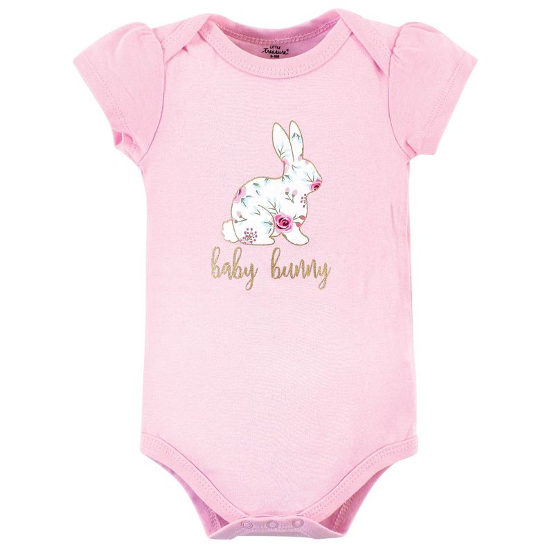 Little Treasure Baby Girl Cotton Bodysuits 3pk, Baby Bunny, 2 of 5
