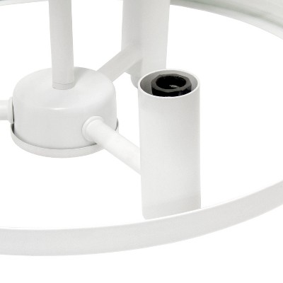 13" White Glass and Metal Semi-Flushmount Ceiling Light