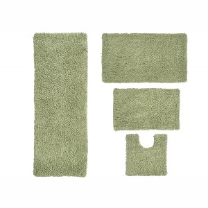 Fantasia Bath Rug Collection Cotton Shaggy Pattern Tufted Set of 4 Bath Rug Set - Home Weavers - 1 of 3