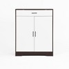 ACEPANO 39.4 in. H Freestanding 4-Tier Wooden Shoe Rack Storage Cabinet with 1 Drawer, 2 Cabinet Doors & Adjustable Shelves-Walnut - 4 of 4