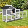 58'' Bunny Hutch Indoor with 3 Leak-Proof Trays, Wooden Waterproof Roof Rabbit Hutch Indoor/Outdoor, 2-Tier Bunny House/Chicken Coop, Gray and Black - 3 of 4