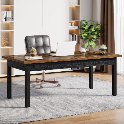 Okak Modern Large Executive Desk Office Computer Desk with Thick Metal Legs,Heavy Duty Business Conference Table for Office,Studio