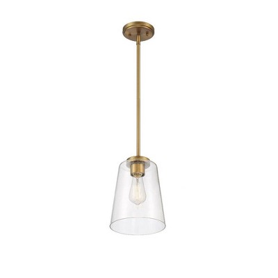Warm Brass and Clear Glass Mini Pendant Light