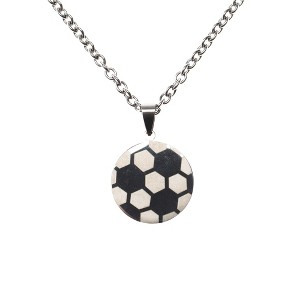 Soccer Sports Star Prayer Cross Pendant 24 Inch Silver Stainless Steel Necklace in Jewelry Box - 1 of 4