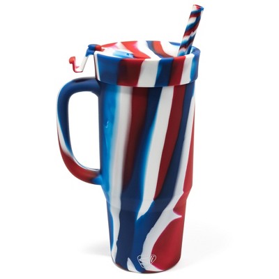 Silipint: 32oz Silicone Humbler W/ Lid & Straw, The Patriot (Red, White, Blue)