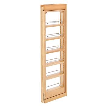 Rev-A-Shelf 3"W x 39"H Pull Out Quad Shelf Organizer for Wall & Base Kitchen Cabinets, Full Extension Filler Spice Rack, Adjustable, Wood, 432-WF39-3C