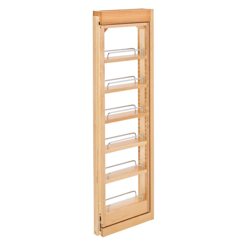 Rev-A-Shelf 3"W x 39"H Pull Out Quad Shelf Organizer for Wall & Base Kitchen Cabinets, Full Extension Filler Spice Rack, Adjustable, Wood, 432-WF39-3C, 1 of 6