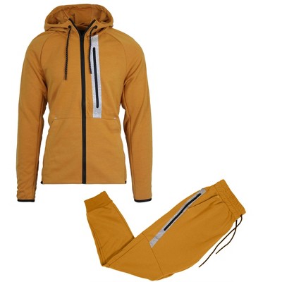 Galaxy R.P. Collection Men's Modern Fit  Full Zip Tech Fleece Hoodie and Jogger 2-Piece Set with Reflective Trim Design