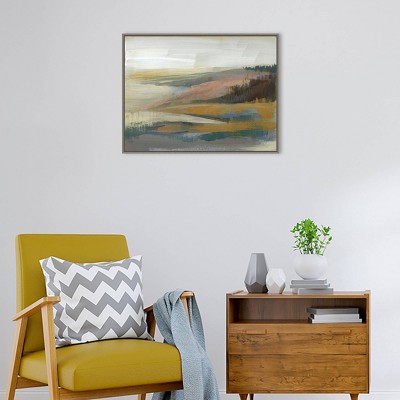 Northwest Cove II Gray and Pink Landscape Canvas with Float Frame
