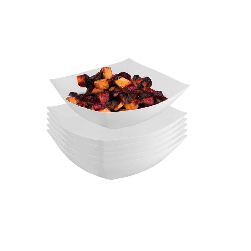 Crown Display White Disposable Serving Bowl Squared Convex Bowl - White Plastic Bowl, 1 of 8