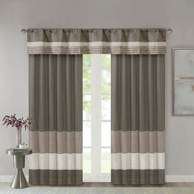Polyoni Pintuck Light Filtering Striped Window Valance, Lightweight Textured Rod Pocket Top Valance for All Seasons