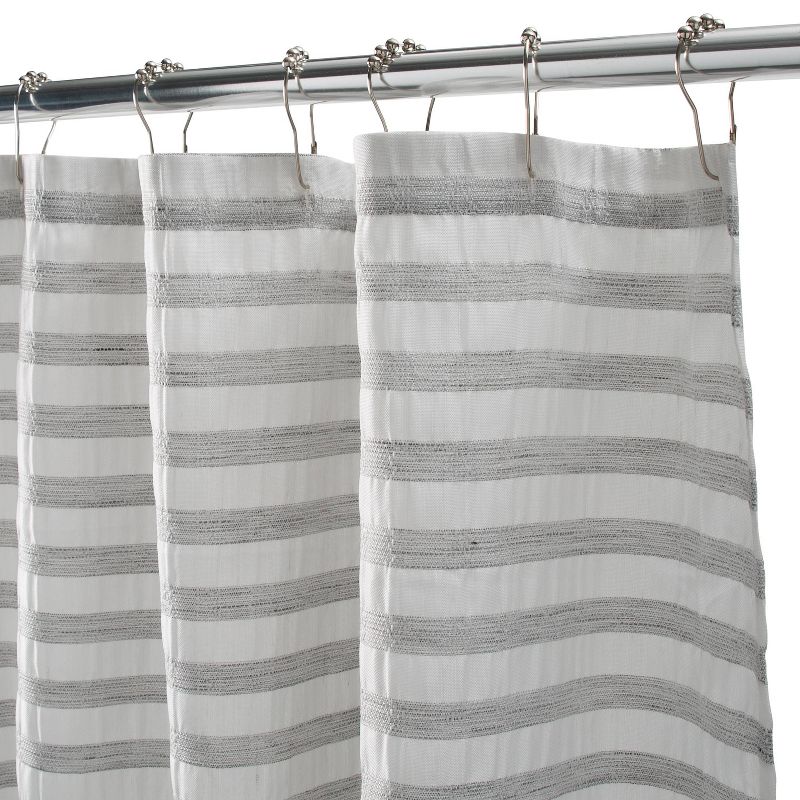 Camden Stripe Pucker Shower Curtain Light Gray - Moda at Home, 4 of 6