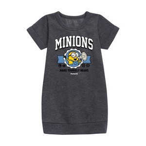 - Despicable Me Minions - Make Yourself Heard Graphic Short Sleeve Fleece Dress - 1 of 3