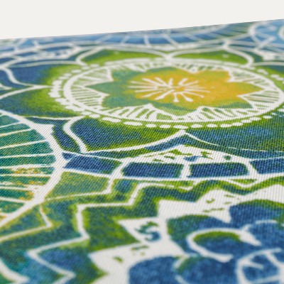 Watercolor Mandalas Outdoor Chair Cushion in Yellow, Blue, and Green