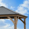 Aoodor 10 x 10 ft. Outdoor Solid Wooden Frame Gazebo with Galvanized Metal Hardtop Roof, for Patio Backyard Deck and Lawns - 3 of 4