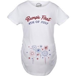Maternity Bumps First 4th Of July Pregnancy T Shirt Funny Patriotic Tee For Baby Bump - Crazy Dog Maternity T Shirt - 1 of 4
