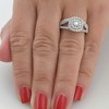 Pompeii3 1 1/10ct Cushion Halo Diamond Engagement Wedding Ring Set 10K White Gold - Size 6.5 - 4 of 4
