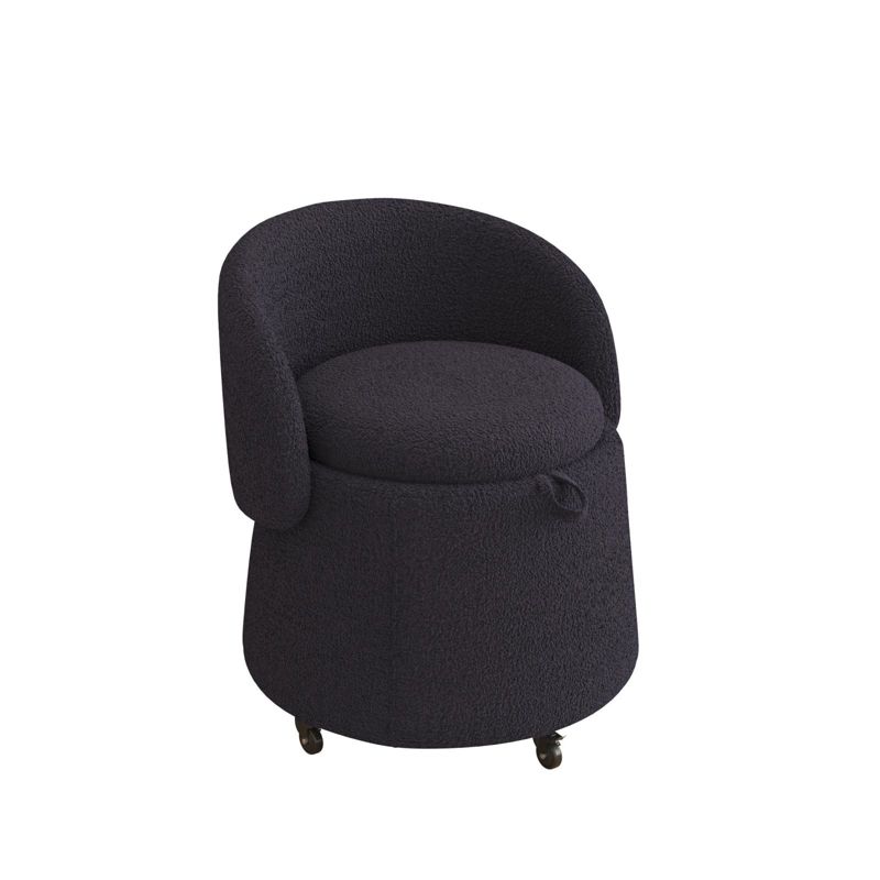 Cesar Small Teddy swivel chair,Upholstered Barrel Chair 360°Degree Swivel Side Chair with Storage,Modern Swivel Ottoman Vanity Chair-Maison Boucle, 5 of 7
