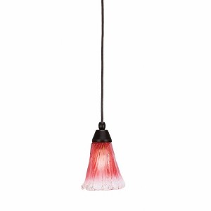 Toltec Lighting Any 1 - Light Pendant in  Dark Granite with 5.5" Fluted Raspberry Crystal Shade - 1 of 1