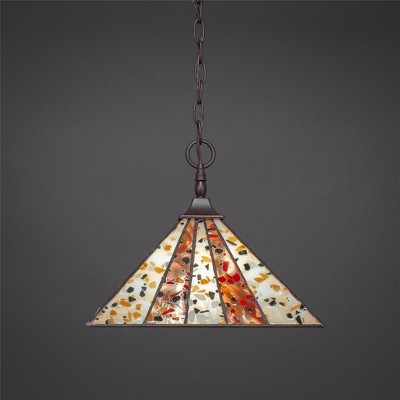 Toltec Lighting Any 1 - Light Pendant in  Dark Granite with 14" Fiesta Art Glass Shade