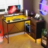 L Shaped Desk with Power Outlets & LED Lights, Computer Desk with Drawers & Shelves, Corner Desk Gaming Desk Home Office Desk - 3 of 4