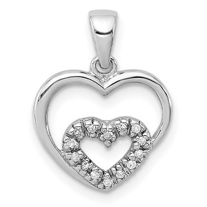 Black Bow Jewelry .05 Ctw Diamond Heart in Heart Pendant in Sterling Silver - 1 of 4
