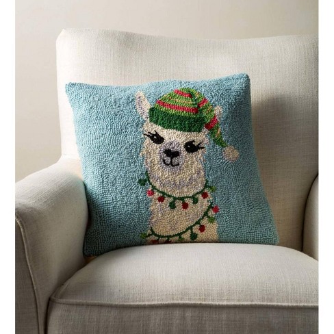 Decked Out Llama Hand Hooked Wool Pillow Vivaterra Target