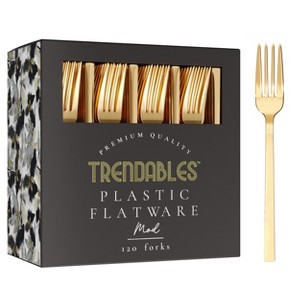 Trendables Gold Plastic Forks 120-Pack | Heavy-Duty Disposable Forks | Elegant Gold Cutlery for Parties, Weddings & Events - 1 of 4