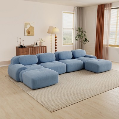 Aukfa Modular Corduroy Sectional Sofa with Ergonomic Support - Pet Friendly, Easy Assembly, Non-Slip Base Design
