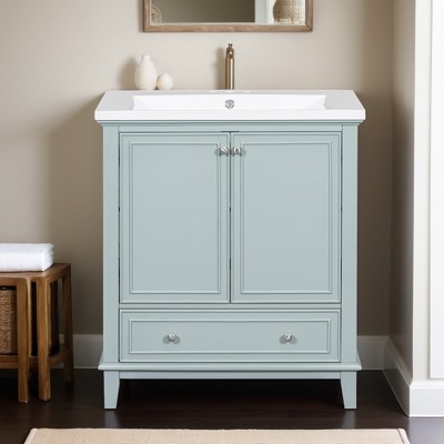 30" Bathroom Vanity with Sink Combo, Bathroom Storage Cabinet with Drawer and 2 Doors, Bath Vanity Cabinet with Adjustable Shelf - Leovsnove
