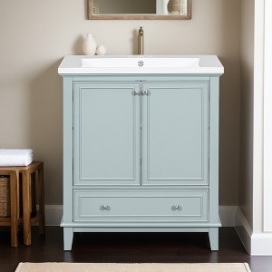 30" Bathroom Vanity with Sink Combo, Bathroom Storage Cabinet with Drawer and 2 Doors, Bath Vanity Cabinet with Adjustable Shelf - Leovsnove - 1 of 4