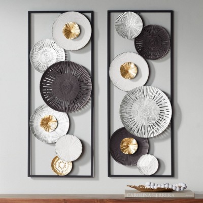 Selke 35" Black and White Metal Framed Wall Art Set