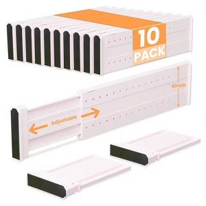 Hachikiko Adjustable Drawer Dividers - 4" High Expandable 11"-17" for Clothes, Dresser, Bathroom, Kitchen & Office Storage - 1 of 4
