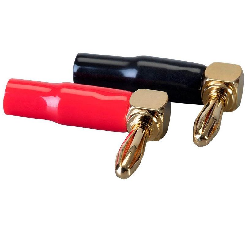 Monoprice 2 Pair Right Angle 24k Gold Plated Banana Speaker Wire Cable Screw Plug Connectors, 1 of 7