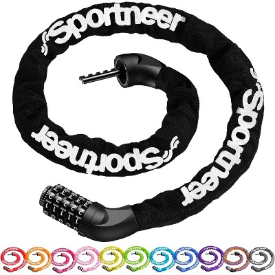 Sportneer Bike Lock: 5 Digit Combination High Security Anti Theft Bike Chain Lock - 3.2/3.6/4ft Heavy Duty Keyless Bicycle Lock for Bike