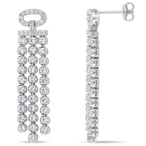 EVERLY JEWELRY | Sterling Silver 3 1/2 CT TGW Created White Sapphire Drop Earrings - 1 of 4
