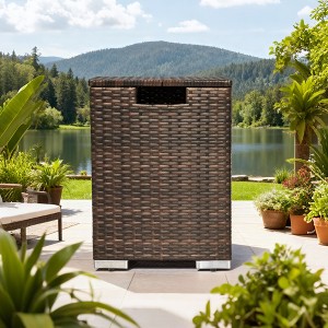 Rattan Propane Tank Cover, Outdoor Wicker Gas Bottle Cover, Durable Patio Gas Cylinder Hideaway Table for Garden, Deck, Backyard - 1 of 4